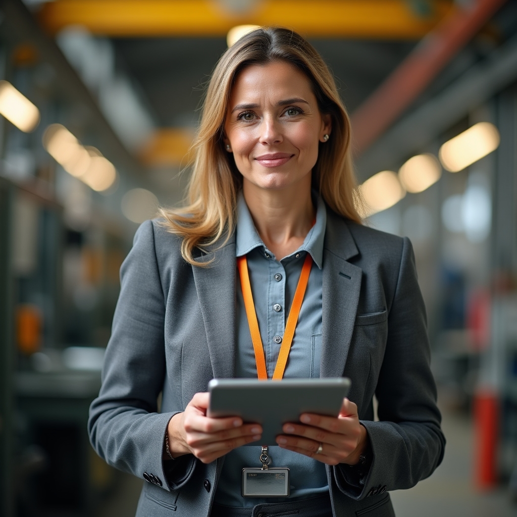 Supervizor analizând un raport de productivitate pe tabletă